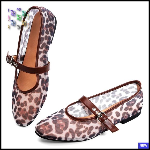 Shoes - Mesh Ballet Flats Mary Jane Slip On Animal Print Elegant Breathable Casual Shoes